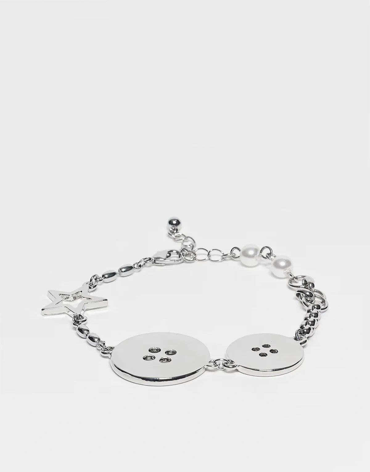 Unisex – Bransoletka z różnych łańcuszków w kolorze srebra z zawieszkami