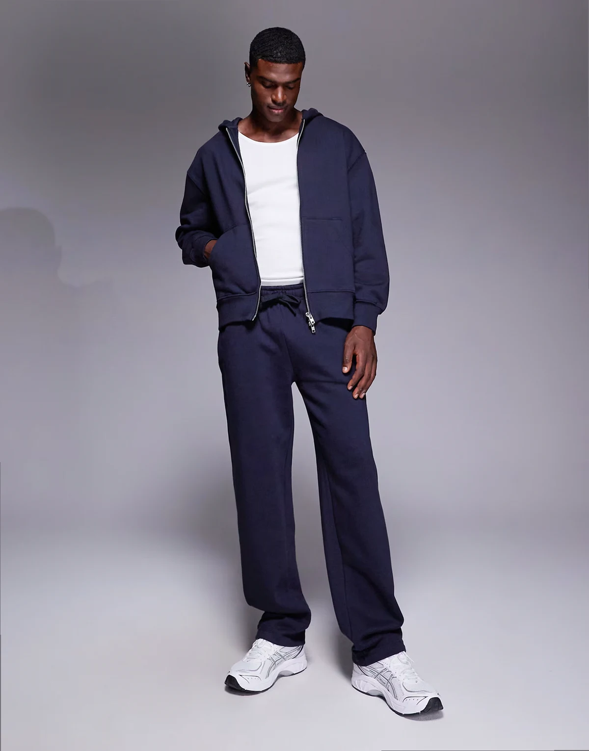 premium heavyweight straight leg sweatpants in 400gsm navy