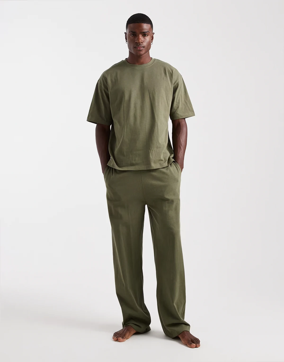 heavyweight pajama set in khaki