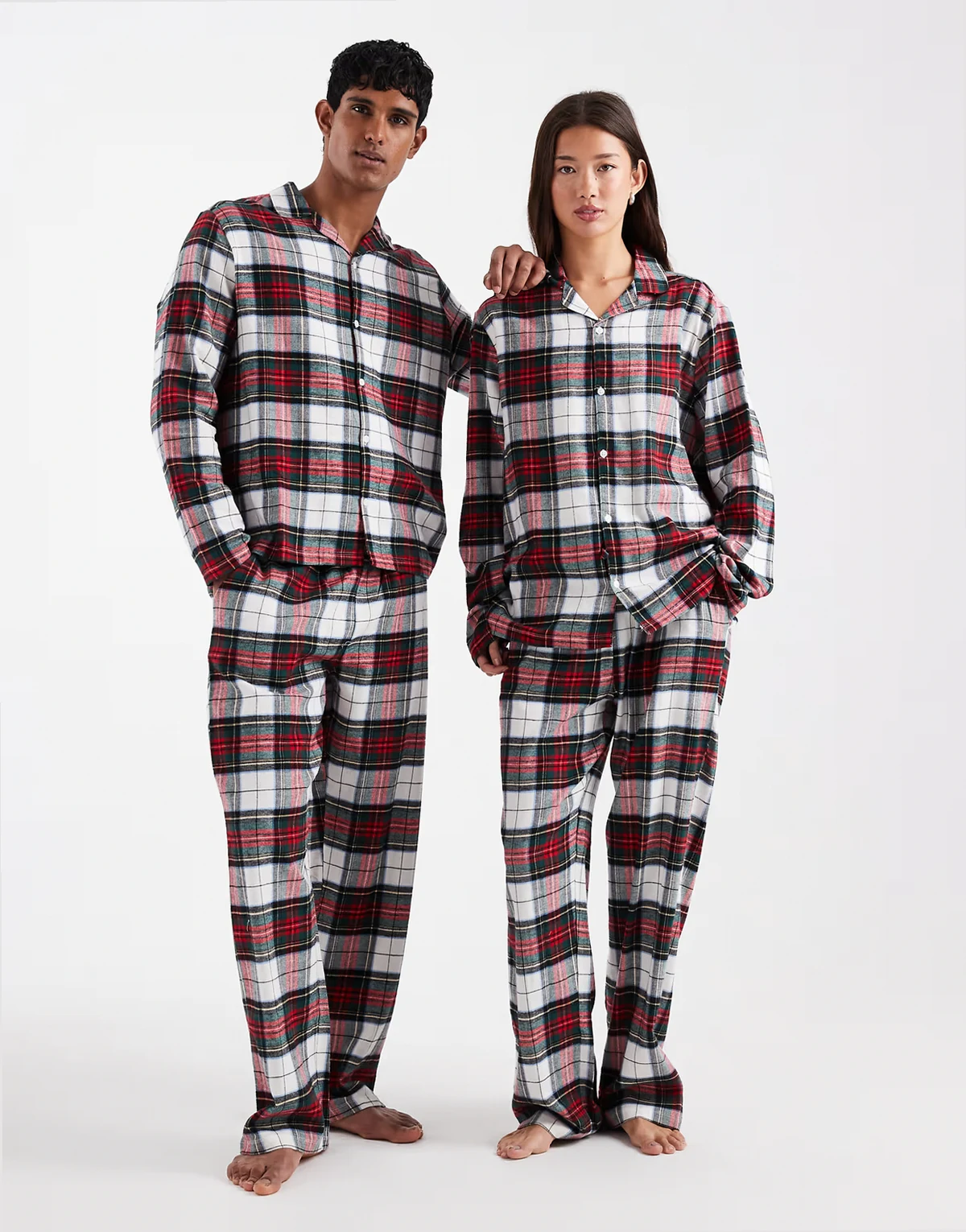 pajama set in red brushed plaid