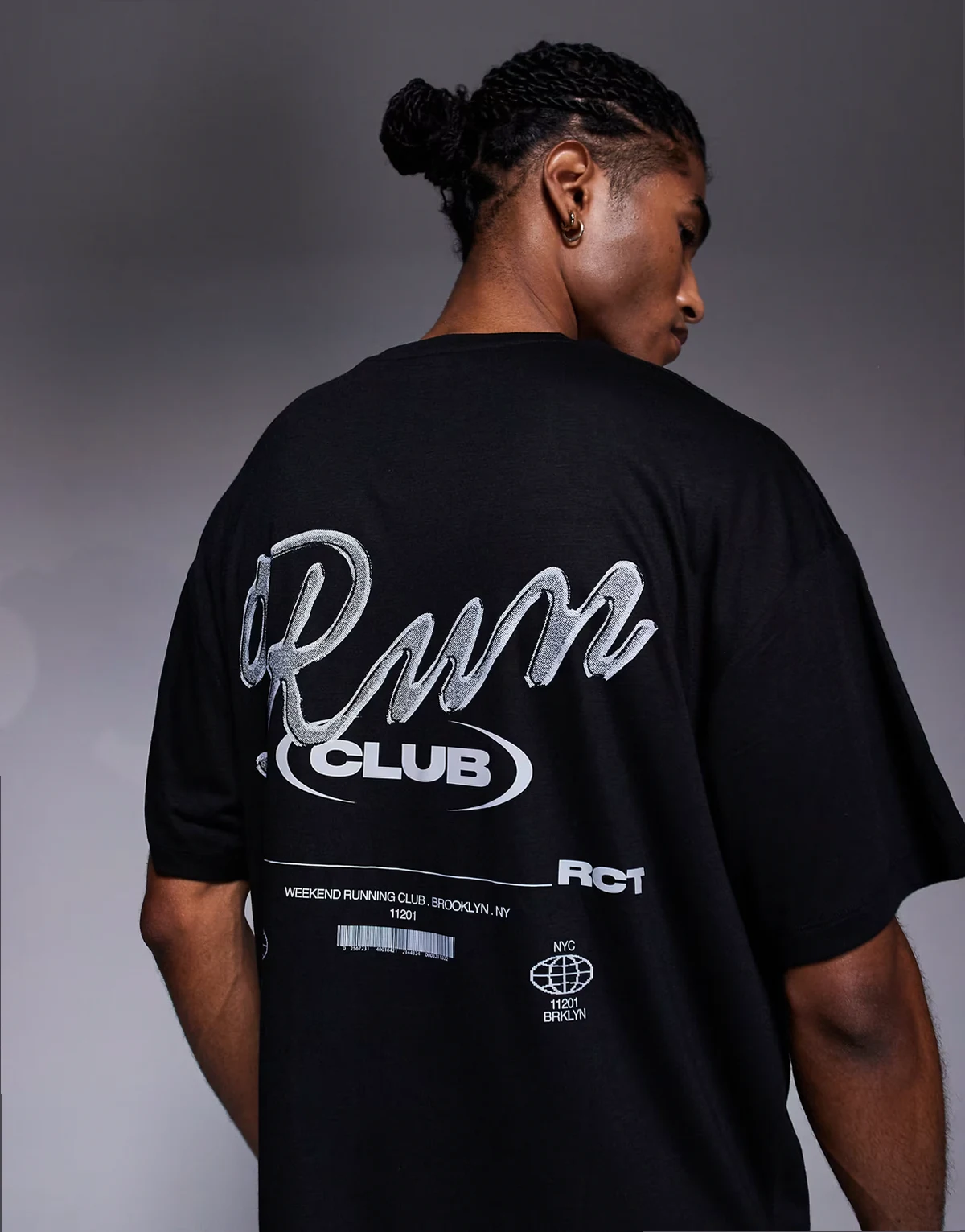 Run Club back print quick dry mesh training T-shirt in black