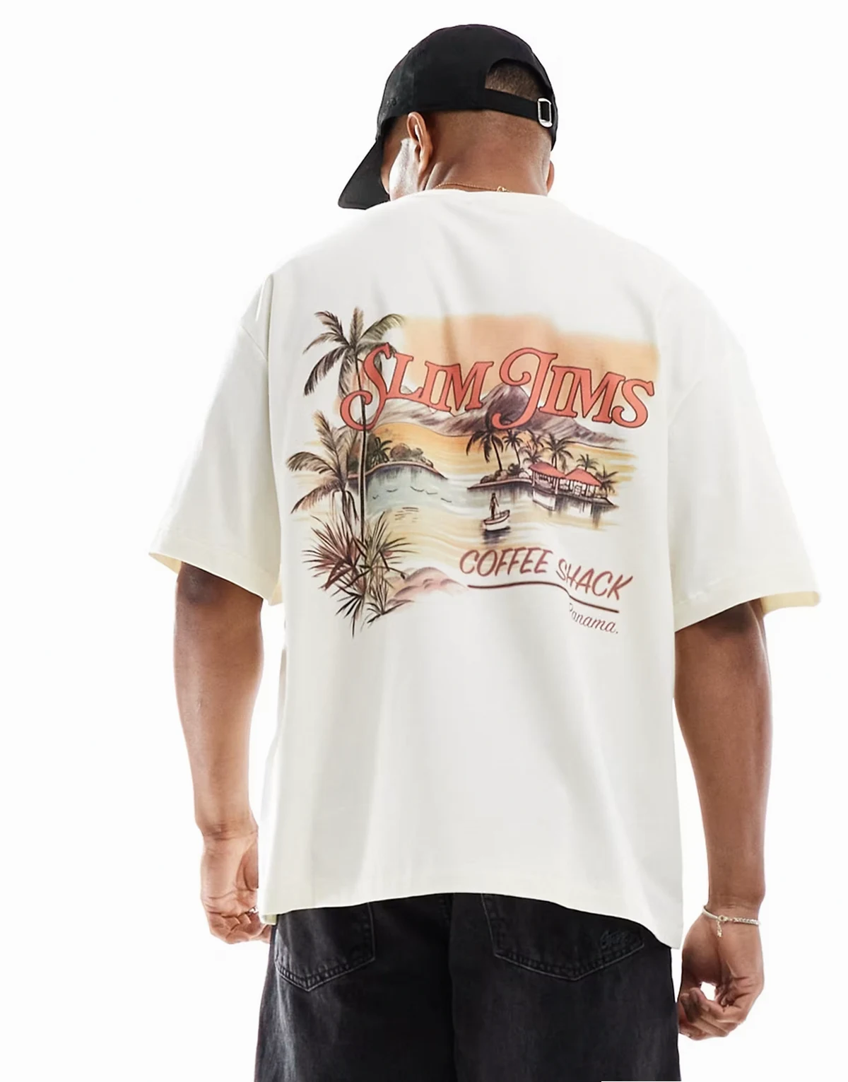 oversized t-shirt with slim Jims back print in off white