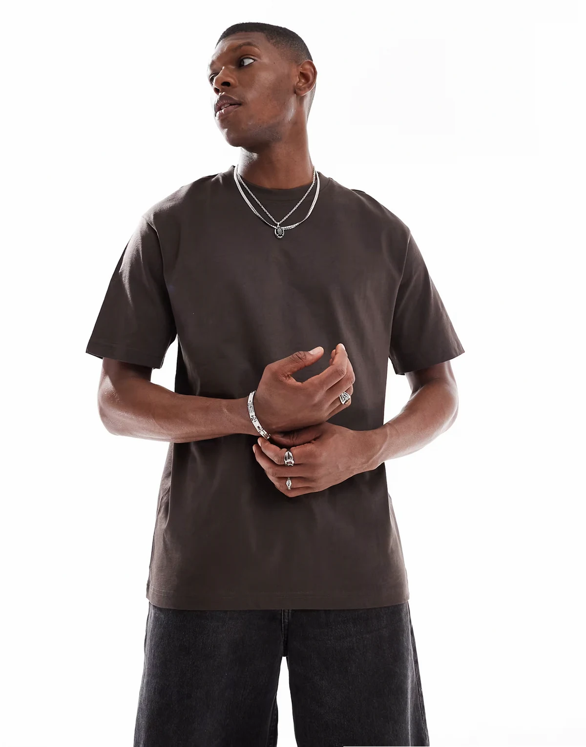 relaxed fit t-shirt in dark brown