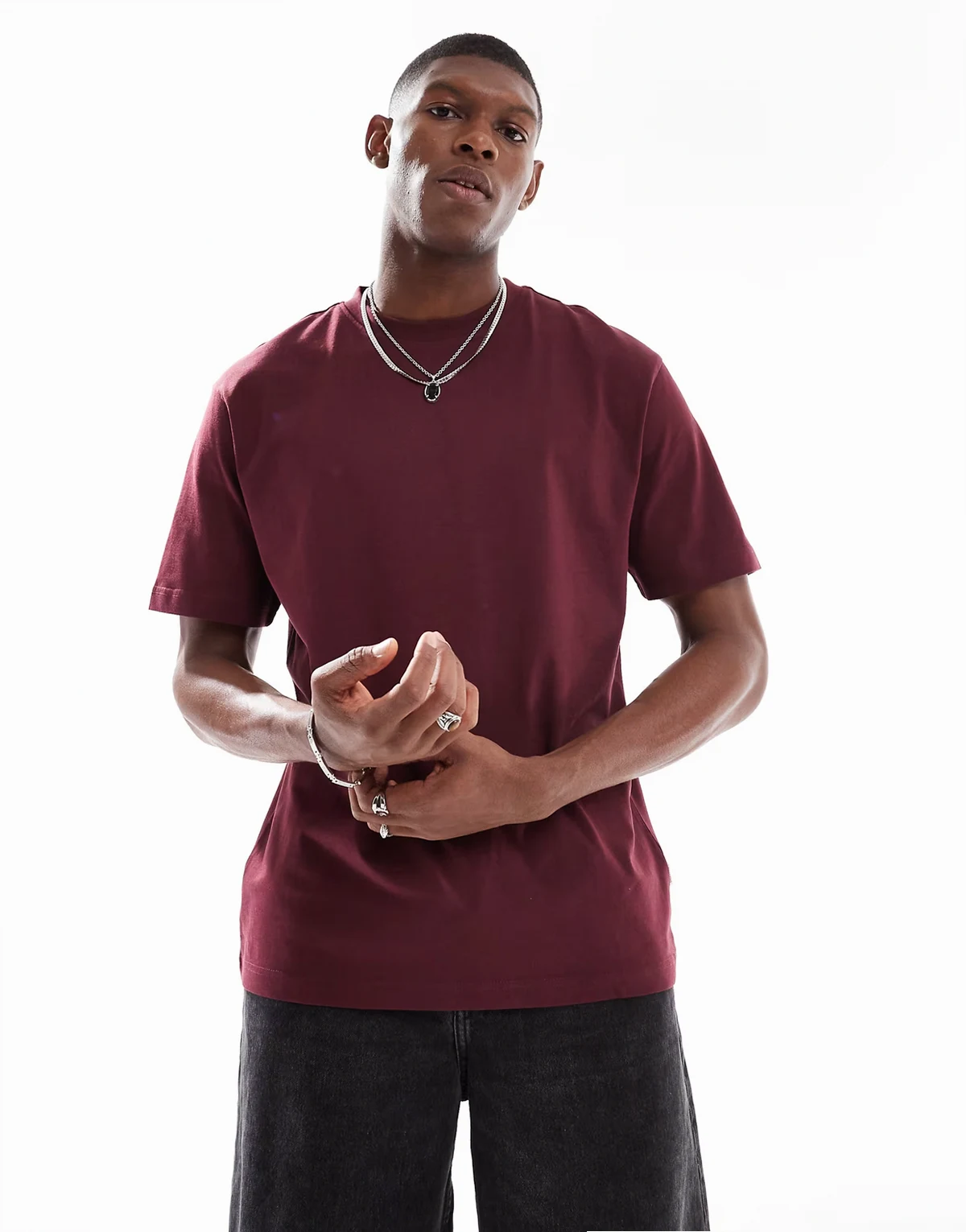 relaxed fit t-shirt in burgundy