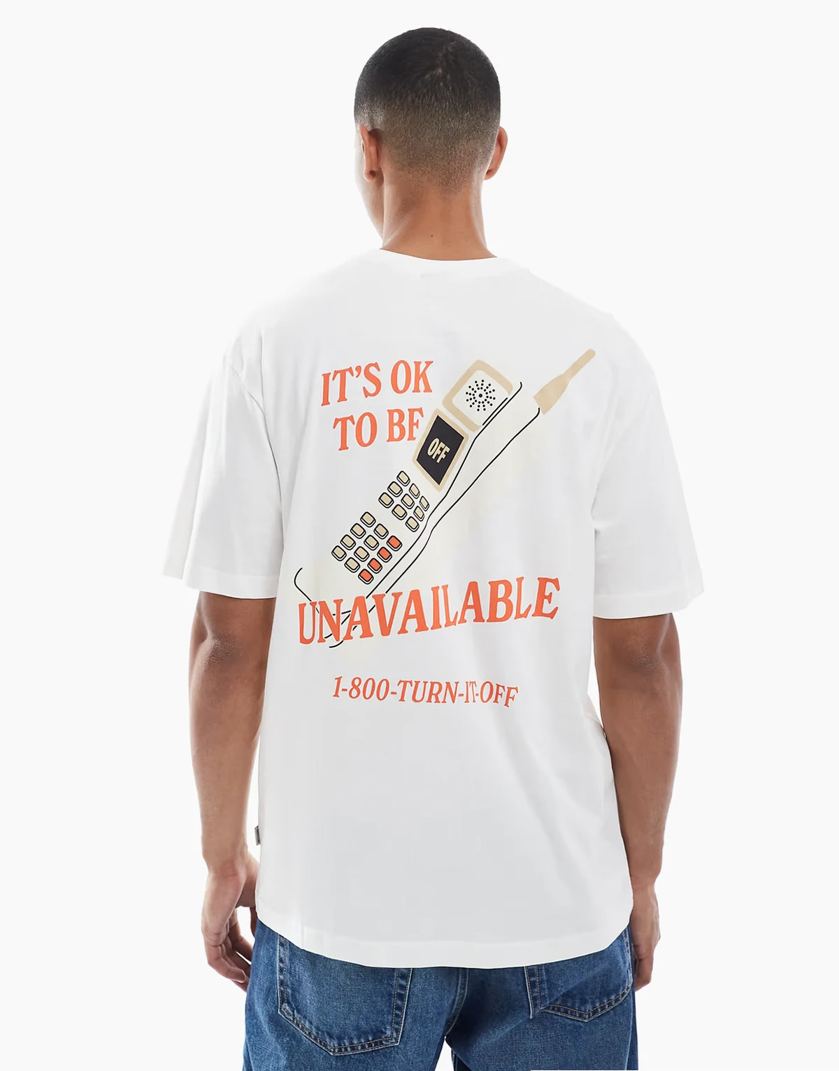 oversized fit t-shirt with unavailable back print in white