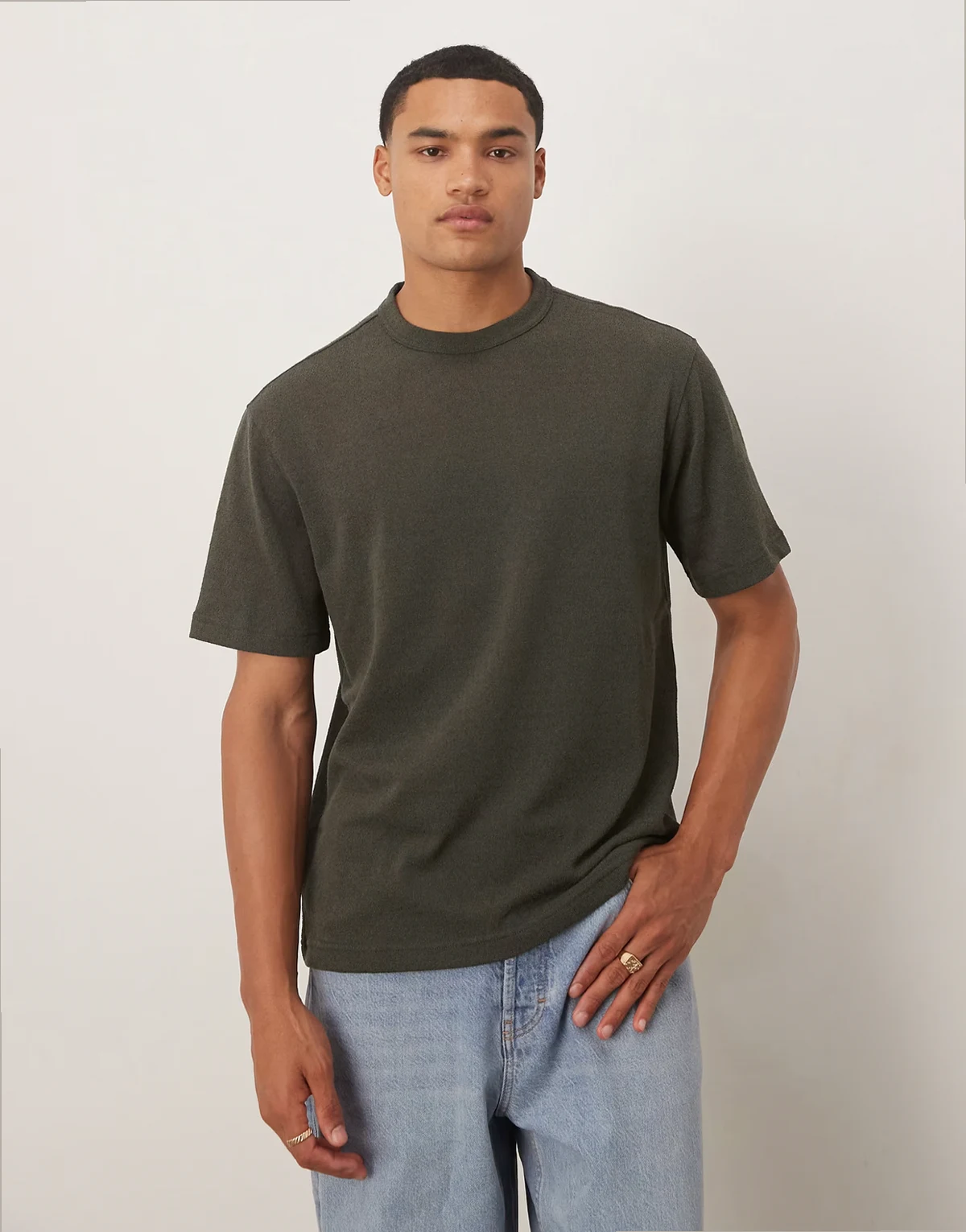 – T-Shirt aus Feinstrick in Anthrazit