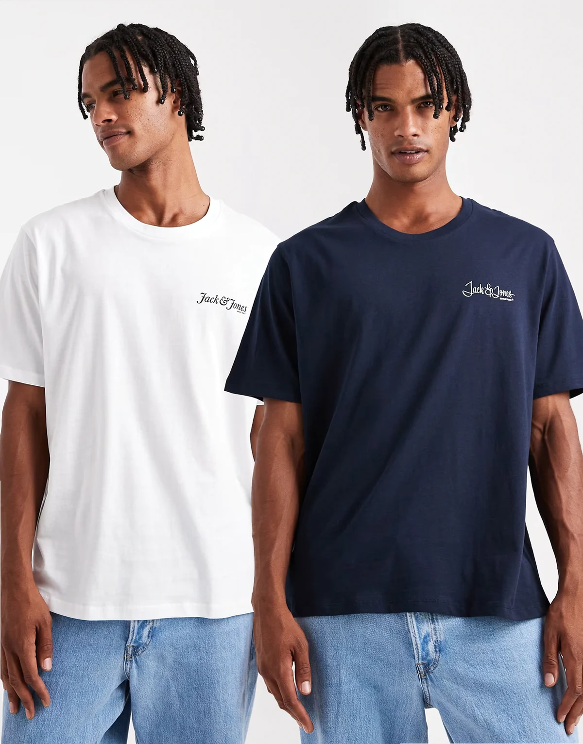 2 pack logo t-shirt in white & navy