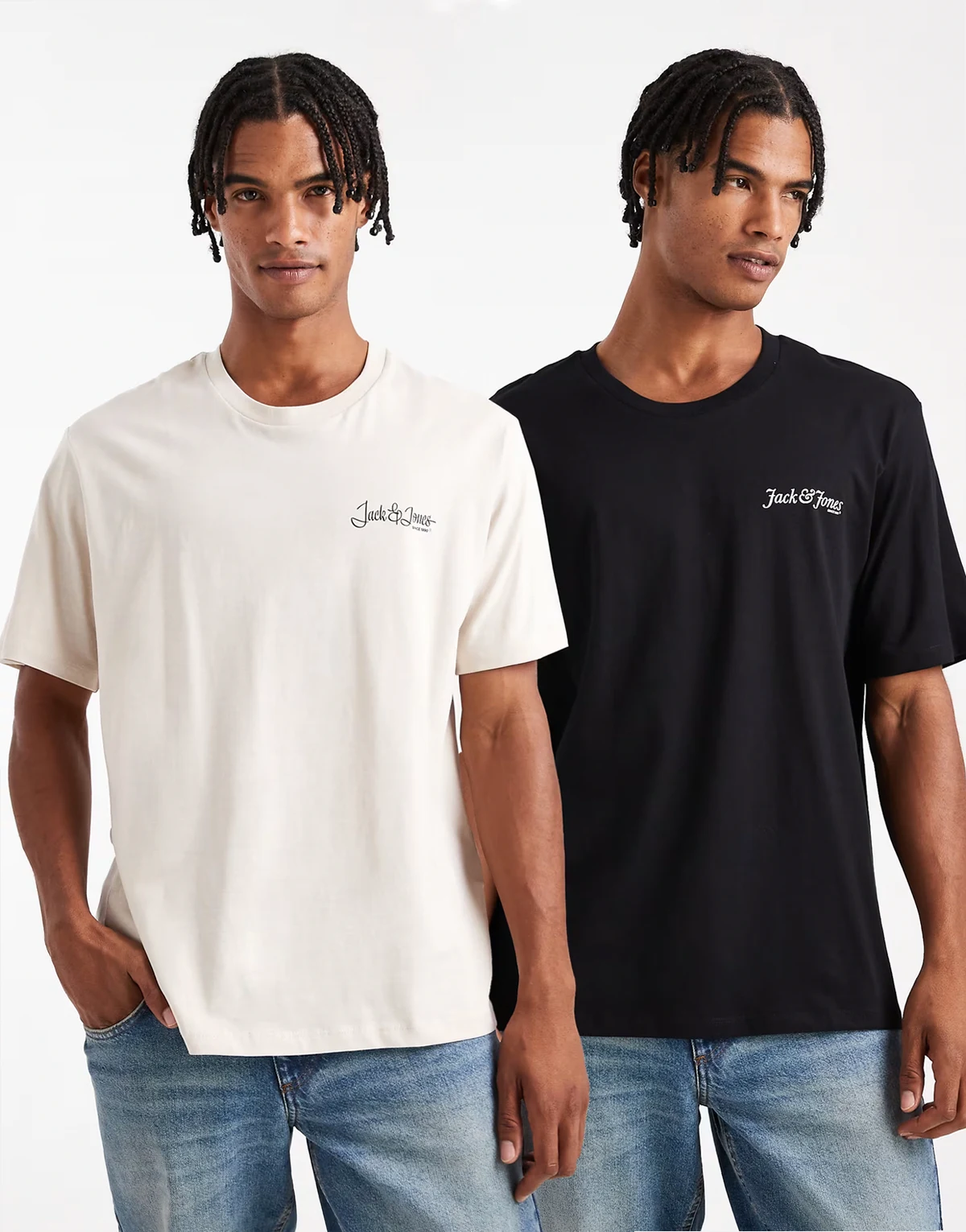 2 pack logo t-shirts in black & beige