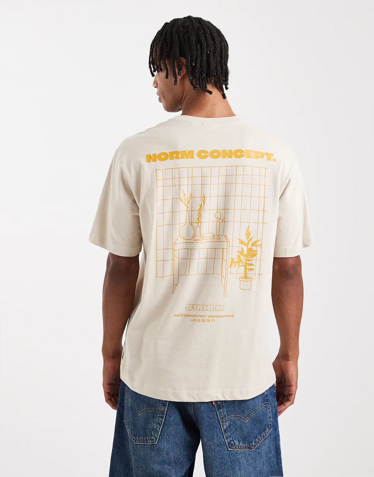relaxed fit t-shirt with norm concept print in beige