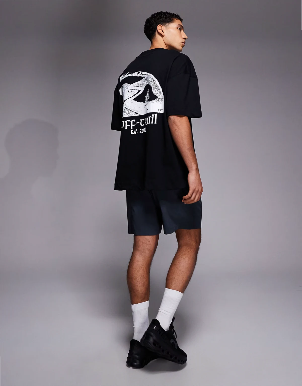 oversized heavyweight back print cotton t-shirt with quick dry finish in black