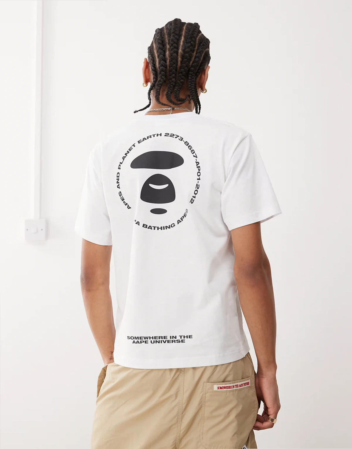 AAPE by A BATHING APE – T-Shirt in Weiß mit Logoprint auf dem Rücken