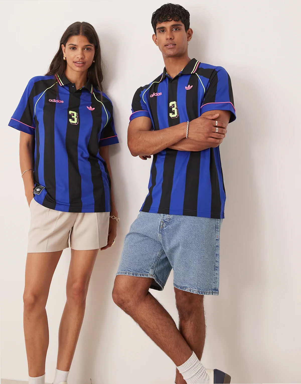 Unisex jacquard striped jersey in navy and black