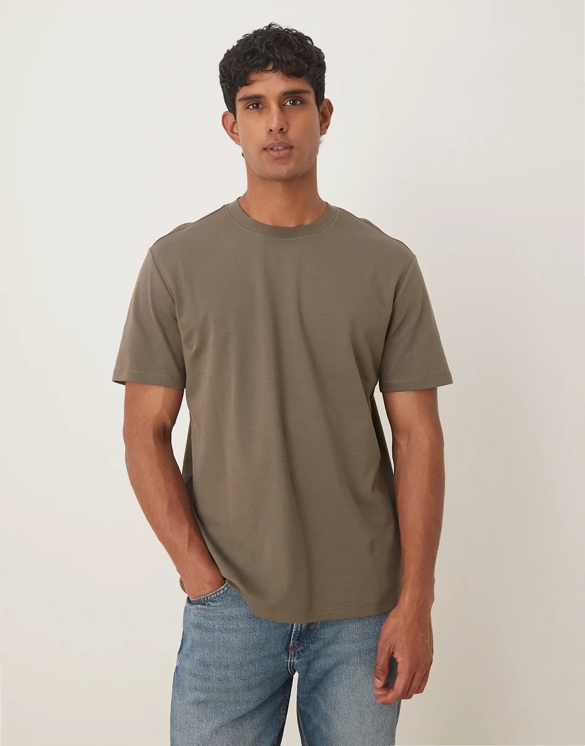 – T-Shirt aus Baumwolle in Hellbraun