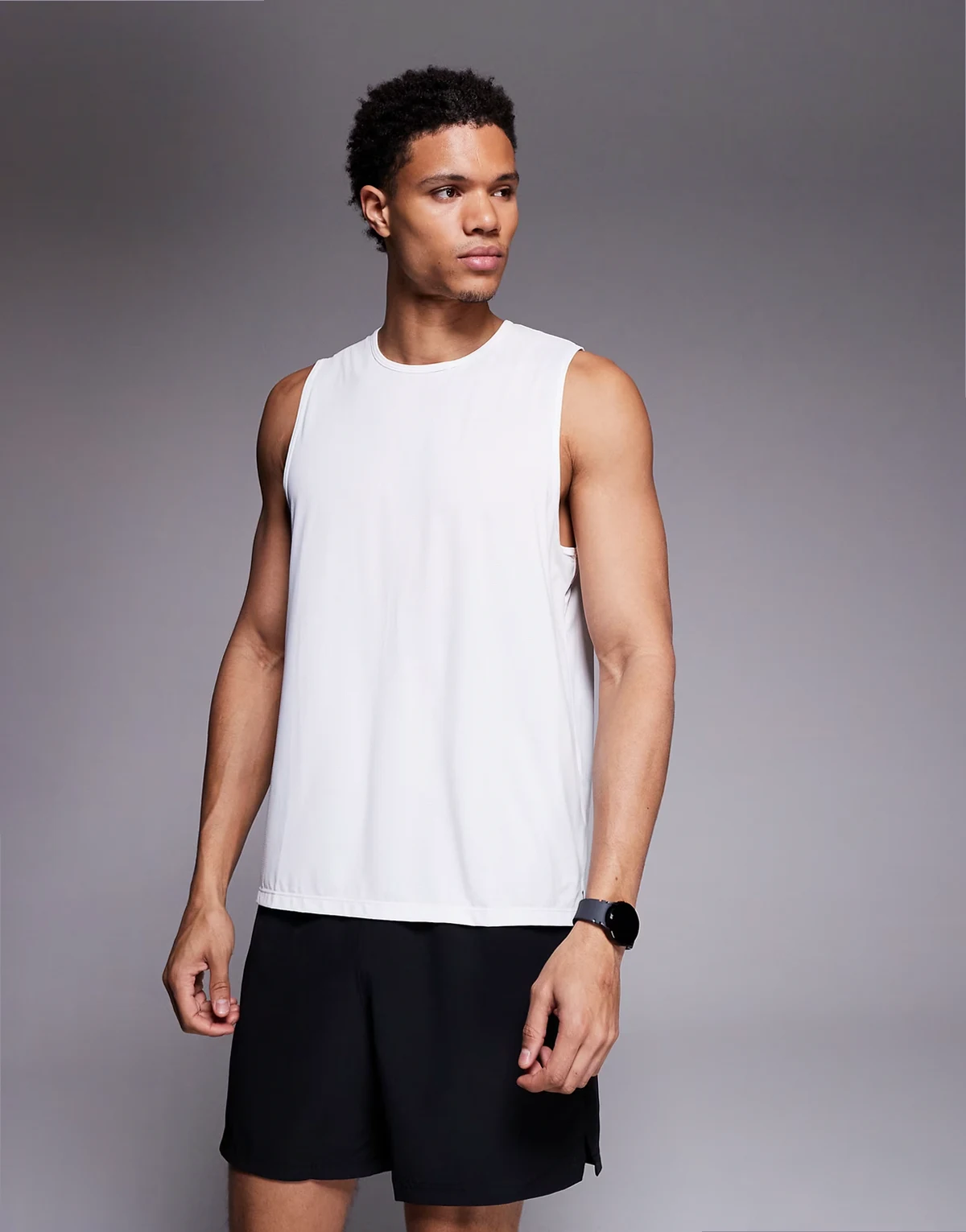nylon performance mesh quick dry running tank top in white