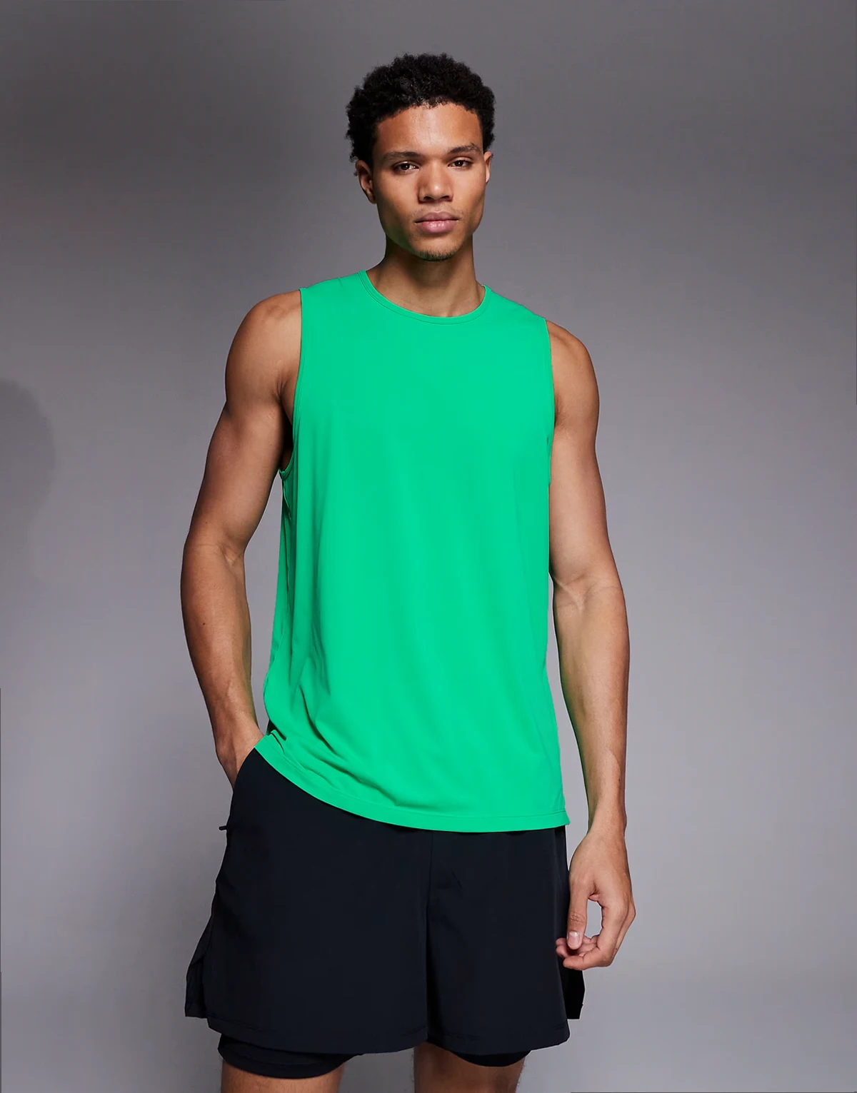 nylon performance mesh quick dry running tank top in neon green
