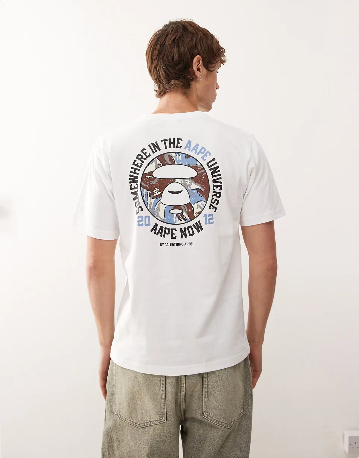 AAPE by A BATHING APE – T-Shirt in Weiß mit Logo-Print auf Brust und Rücken