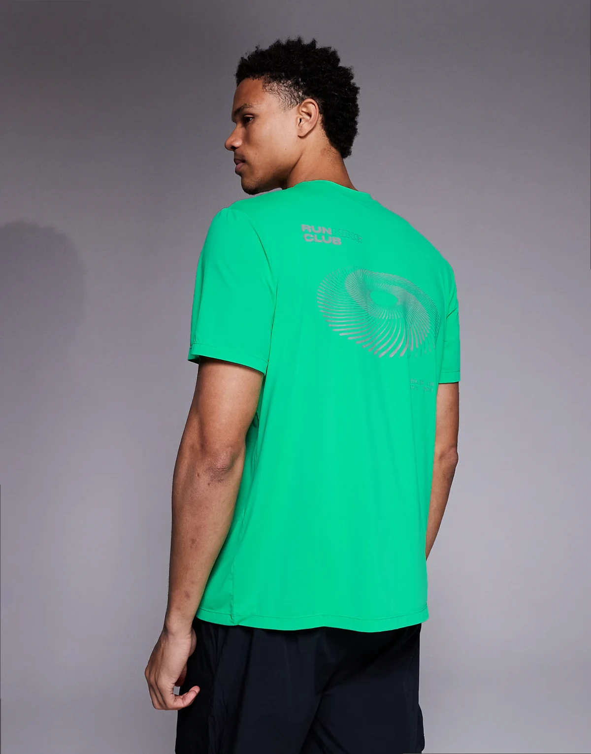 running quick dry back print performance mesh t-shirt in neon green