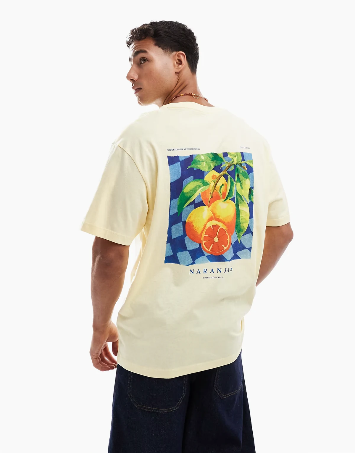 oversize T-shirt with oranges back print in yellow