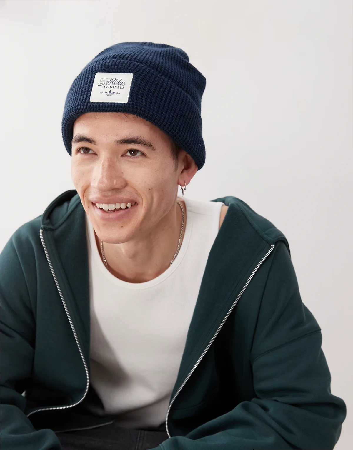 Unisex waffle knit beanie in navy