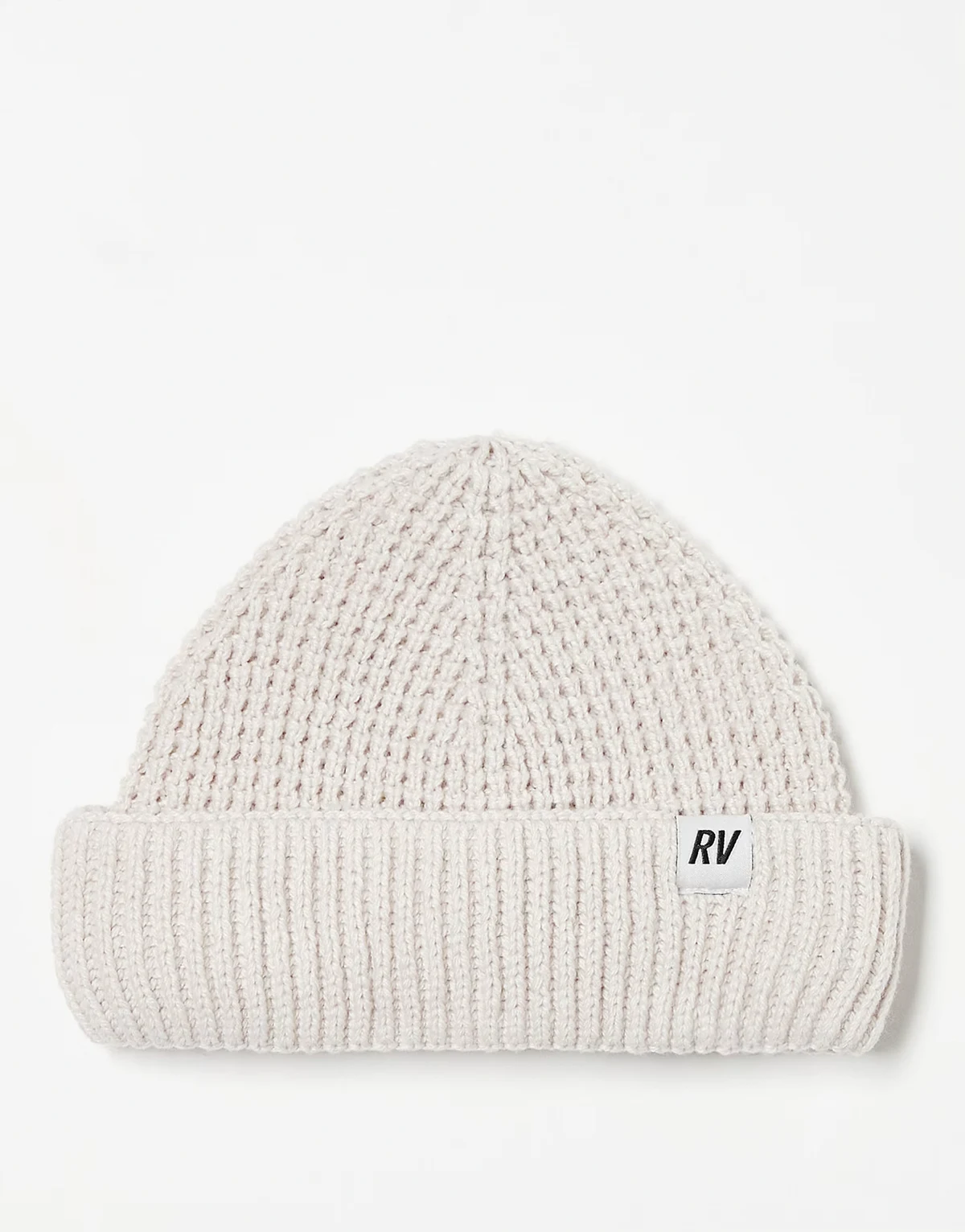 Unisex – Czapka beanie o waflowej teksturze w kolorze ecru