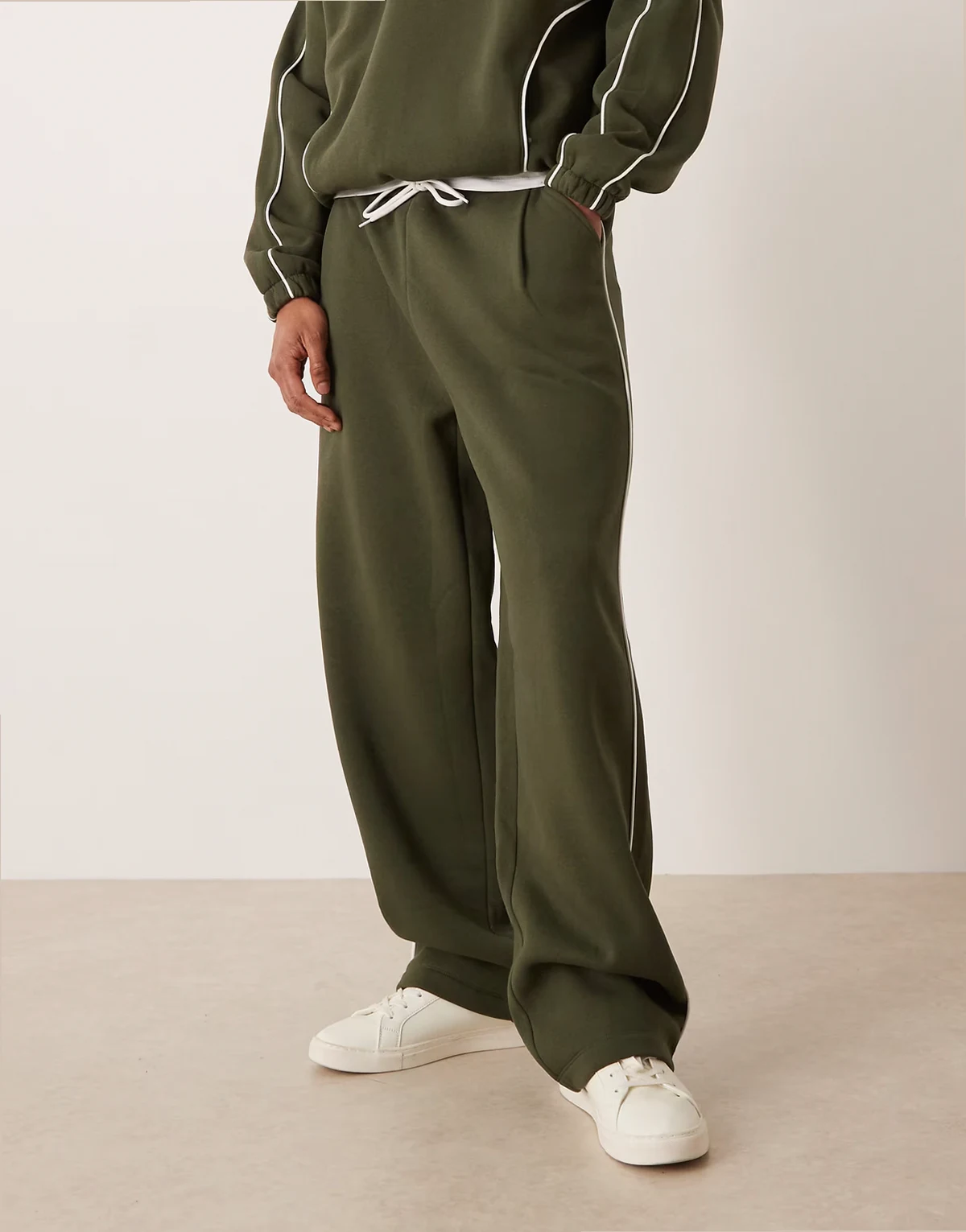 super baggy sweatpants with side piping in green - part of a set