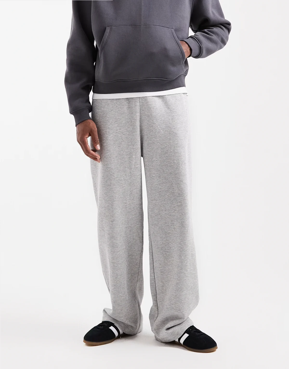 essential wide leg sweatpants in gray heather