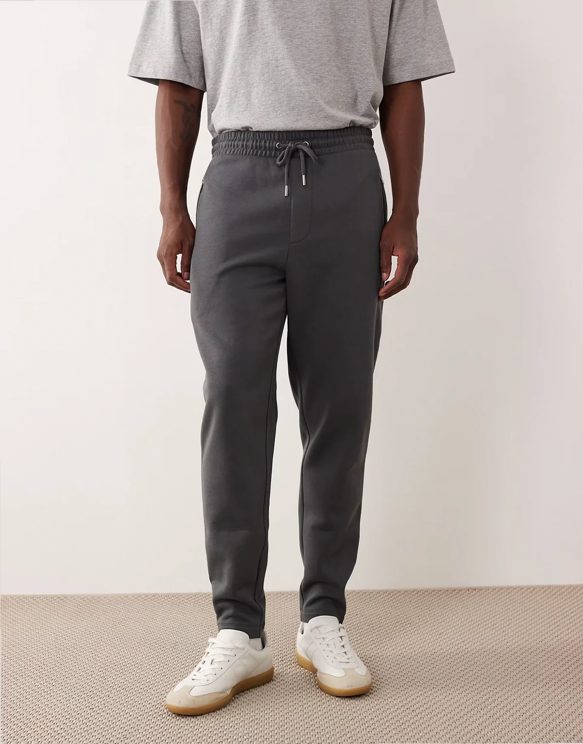 smart slim sweatpants in charcoal