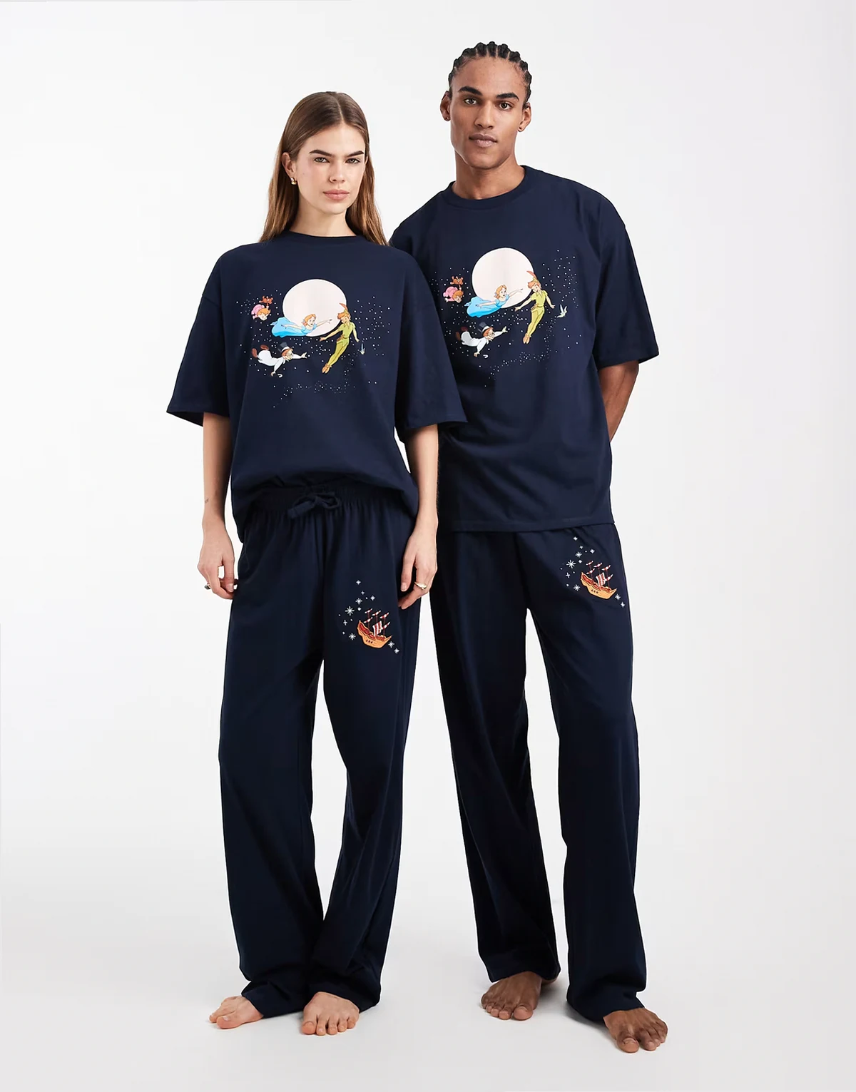 Disney pajama set with Peter Pan print in navy