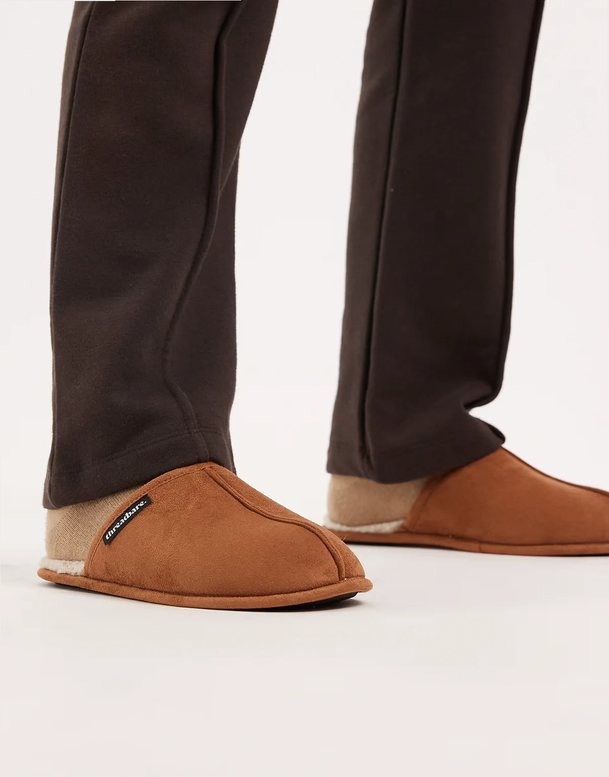 slip-on slippers in tan