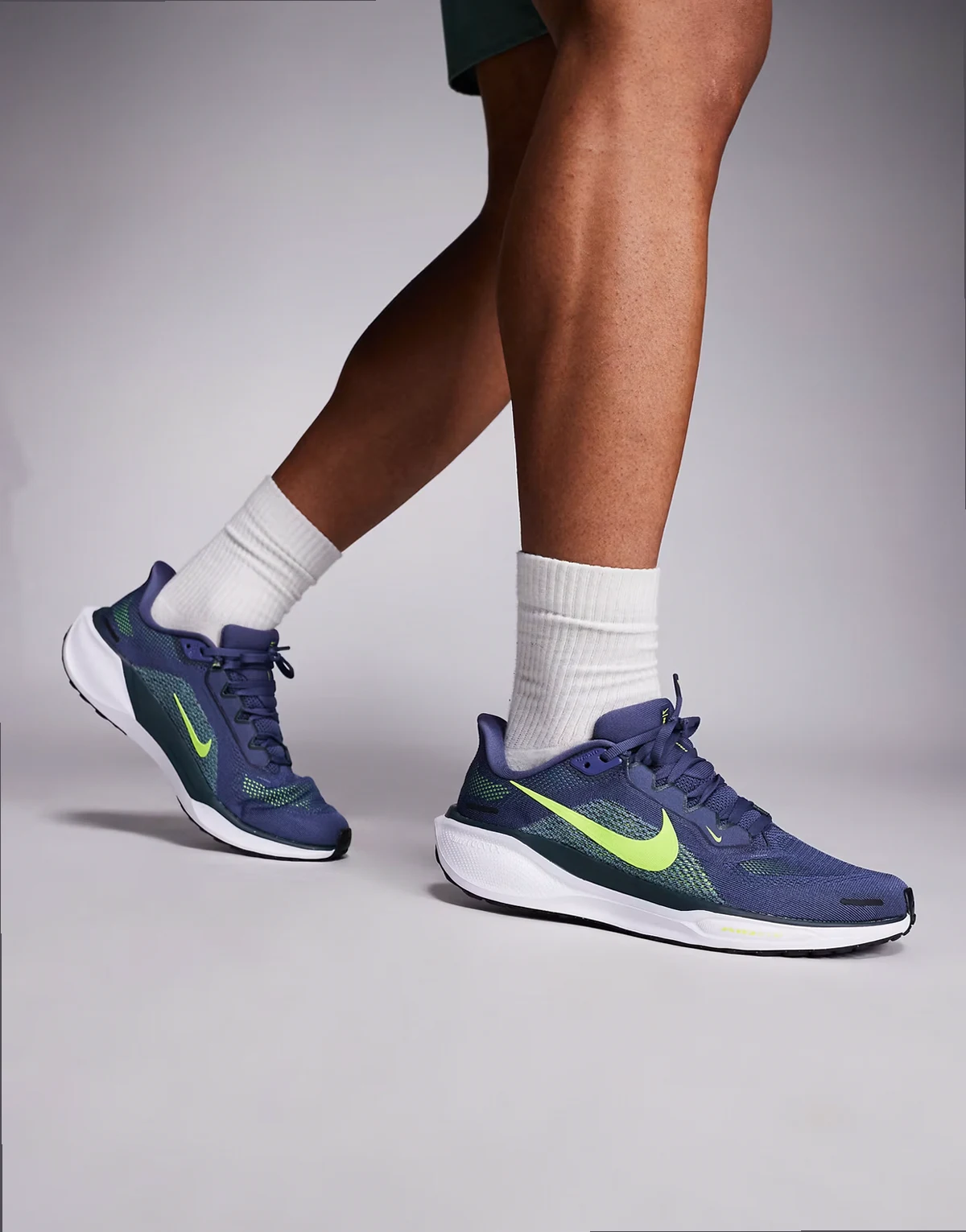 Nike Air Pegasus 41 running sneakers in purple and green