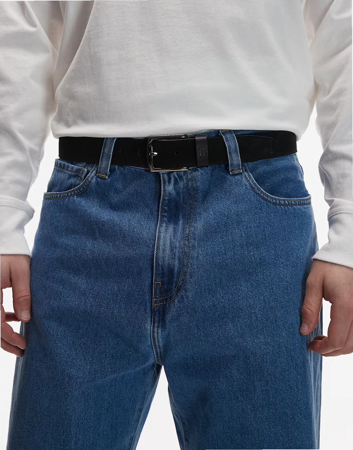 – Denton – Czarny zamszowy pasek 3,5 cm