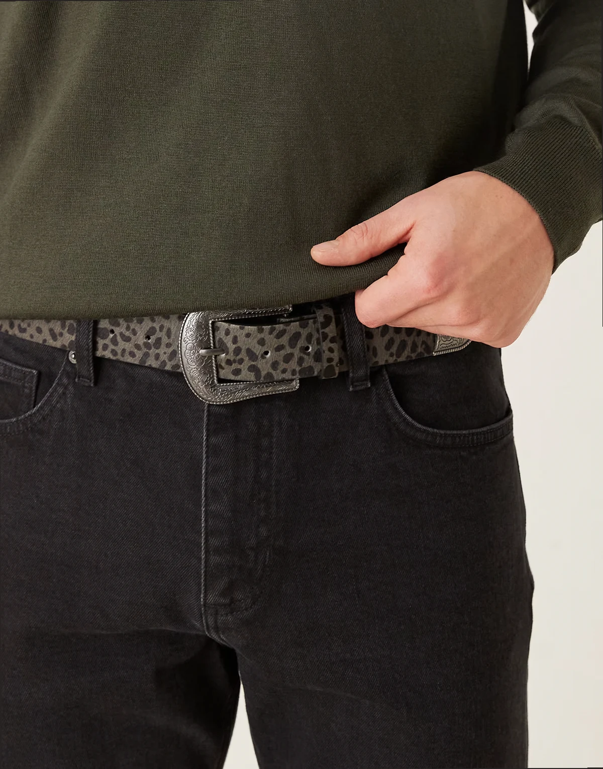 – Western– Gürtel aus Leder mit Leopardenmuster