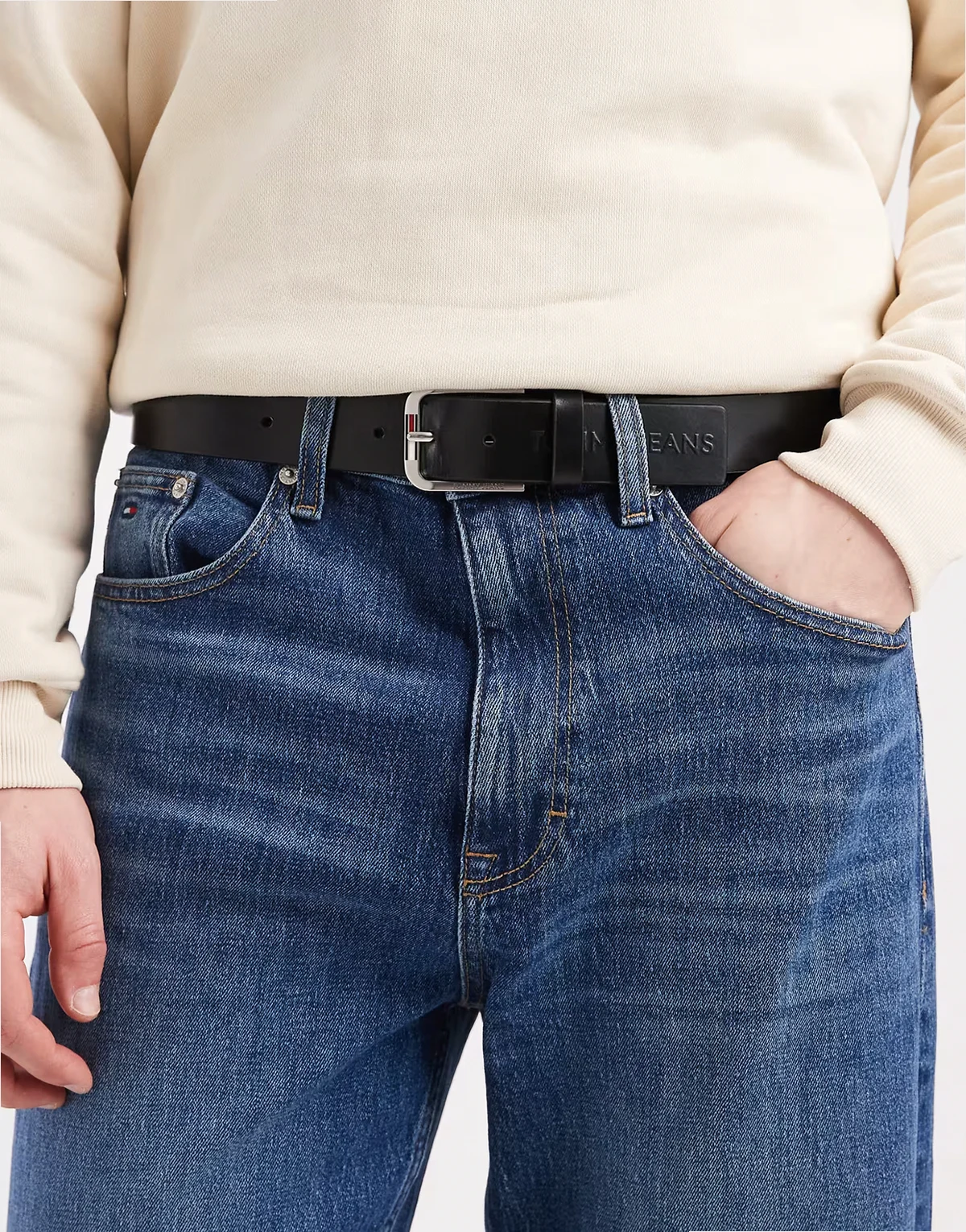 – Austin – Ledergürtel in Schwarz mit Logo-Schnalle