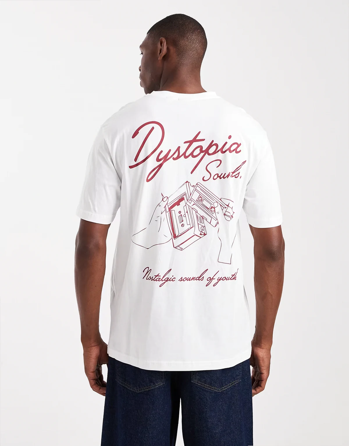 relaxed fit t-shirt with dystopia back print in white