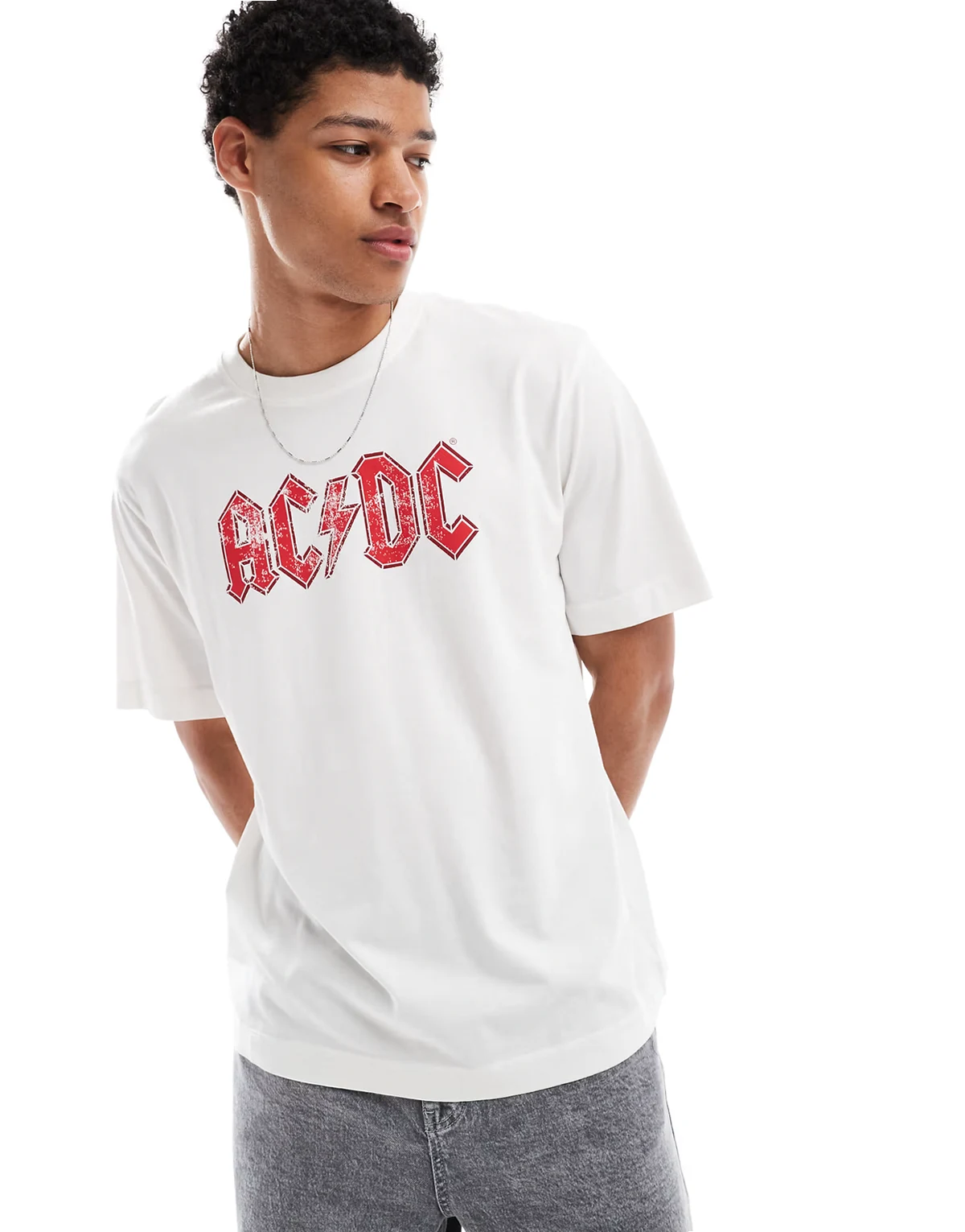 oversized T-shirt with AC/DC front print in white