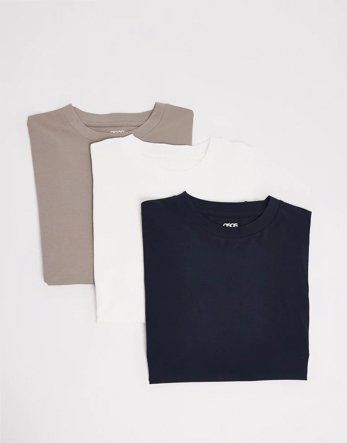 – Essentials – Zestaw 3 T-shirtów oversize w kolorach kremowym, szarobeżowym i granatowym