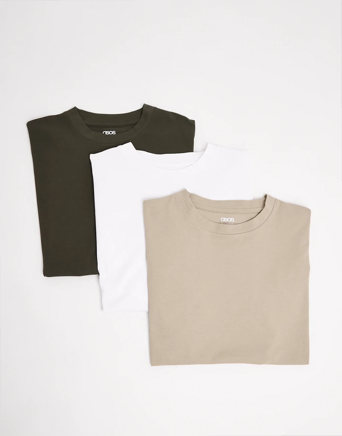 – Essentials – Zestaw 3 T-shirtów oversize w kolorach białym, beżowym i khaki