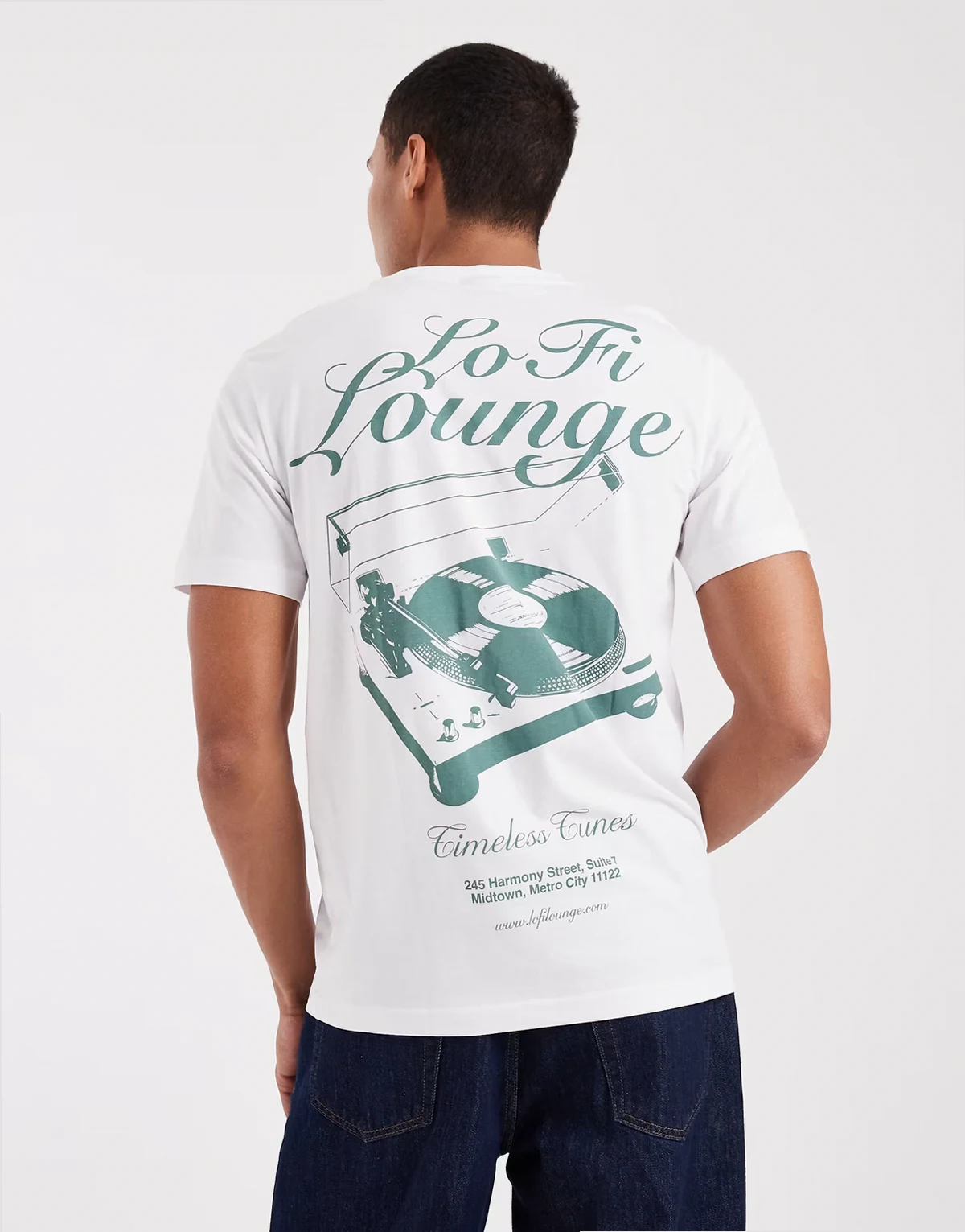 regular fit T-shirt with back print in white
