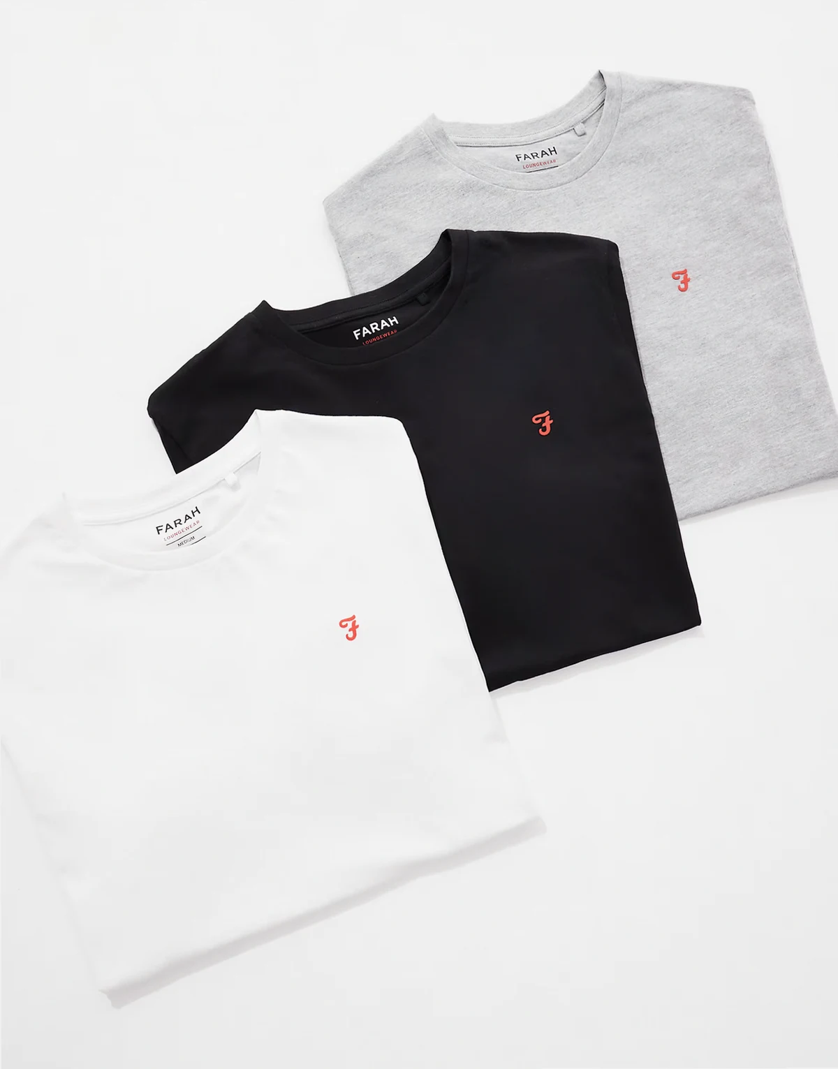 3-pack logo t-shirts in black, gray and white