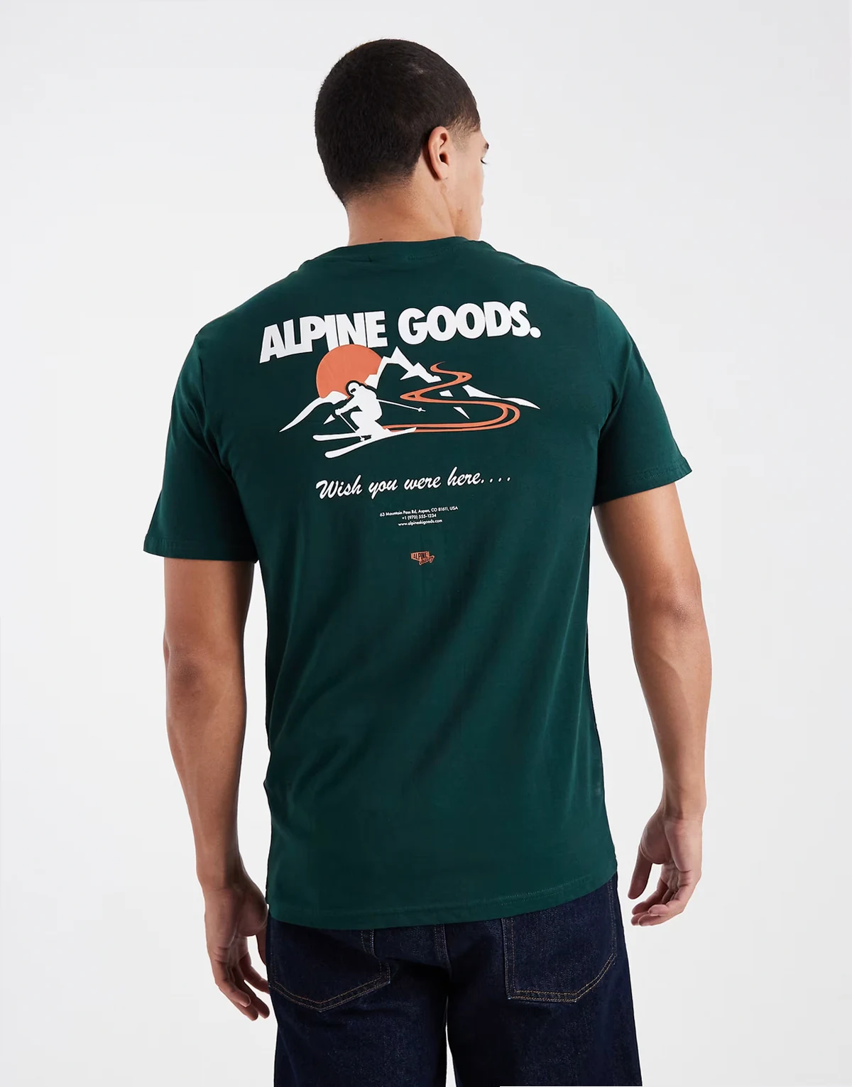 oversized fit T-shirt with alpine back print in dark green