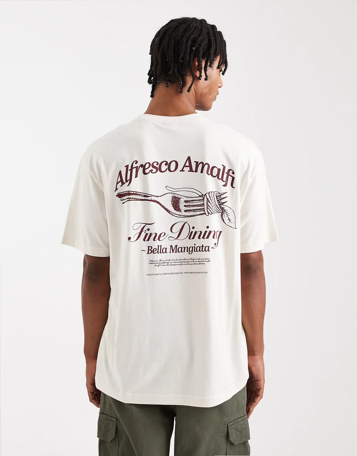 relaxed fit T-shirt with amalfi back print in cream