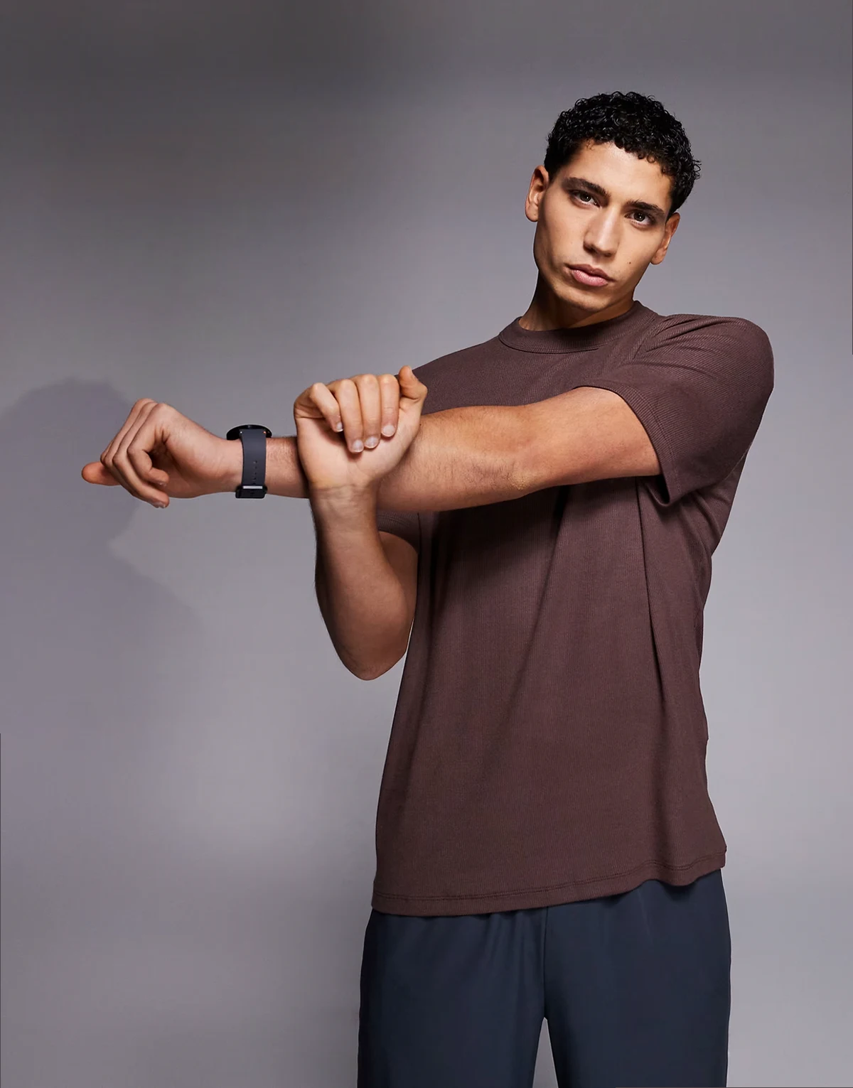 Rest Day ultra soft modal ribbed slim fit T-shirt in brown