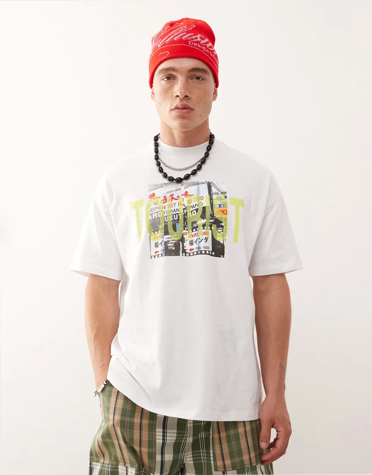 Photographic T-shirt in white with tourist print