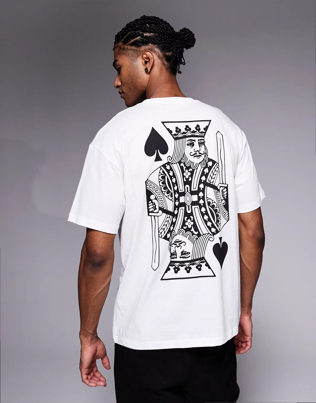 oversized t-shirt with king of hearts backprint in white
