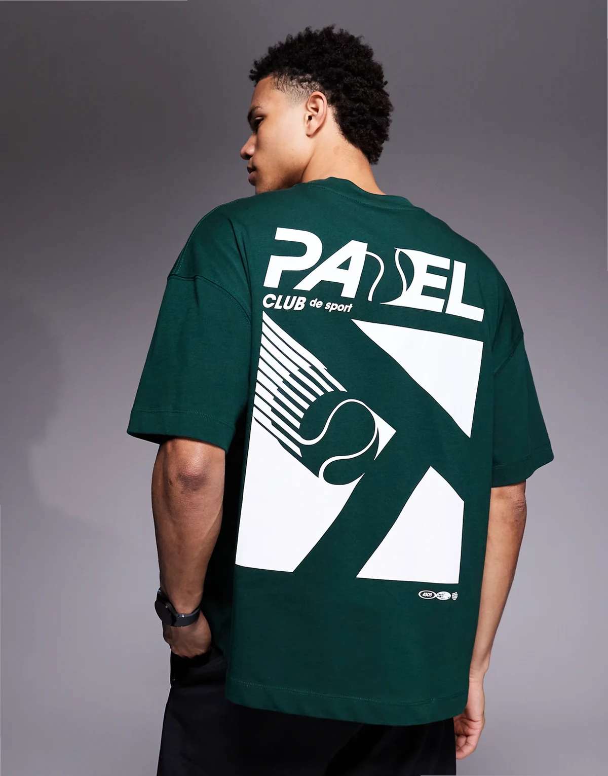 Padel heavyweight cotton oversized T-shirt with back print in pine