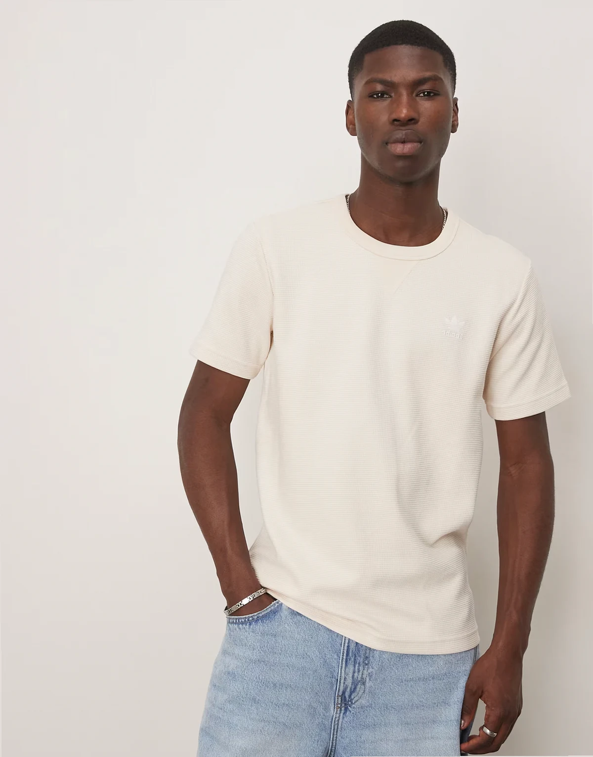 Essentials waffle t-shirt in cream