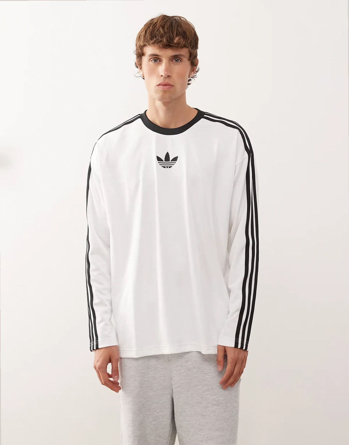 jacquard long sleeve jersey in white and black
