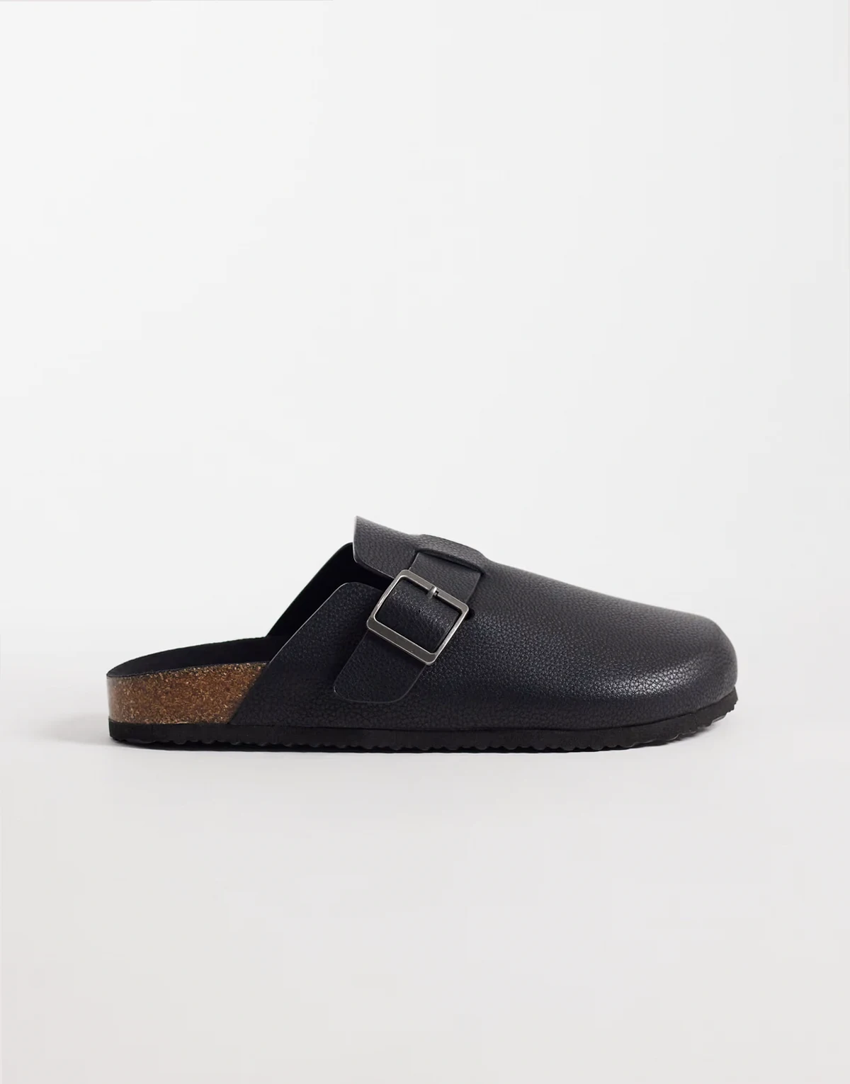 – Mules-Sandalen in Schwarz mit Korksohle