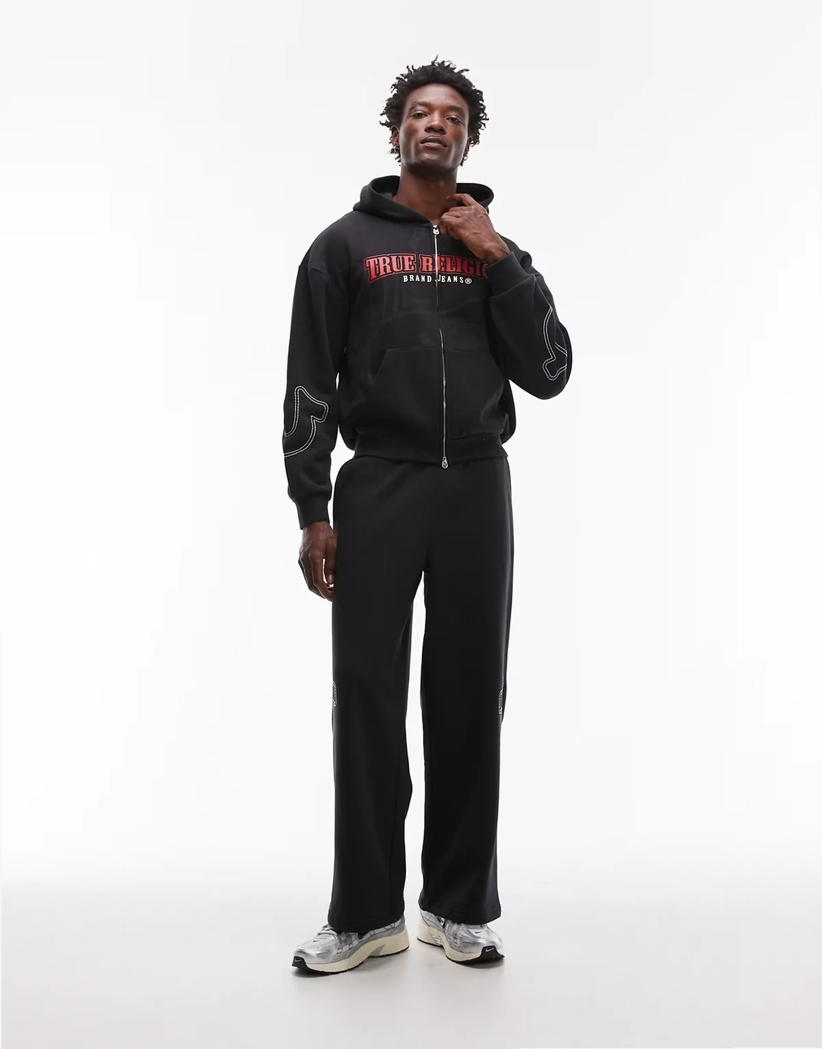 – Big T – Weite Sweat-Jogginghose in Schwarz mit Logo, Kombiteil