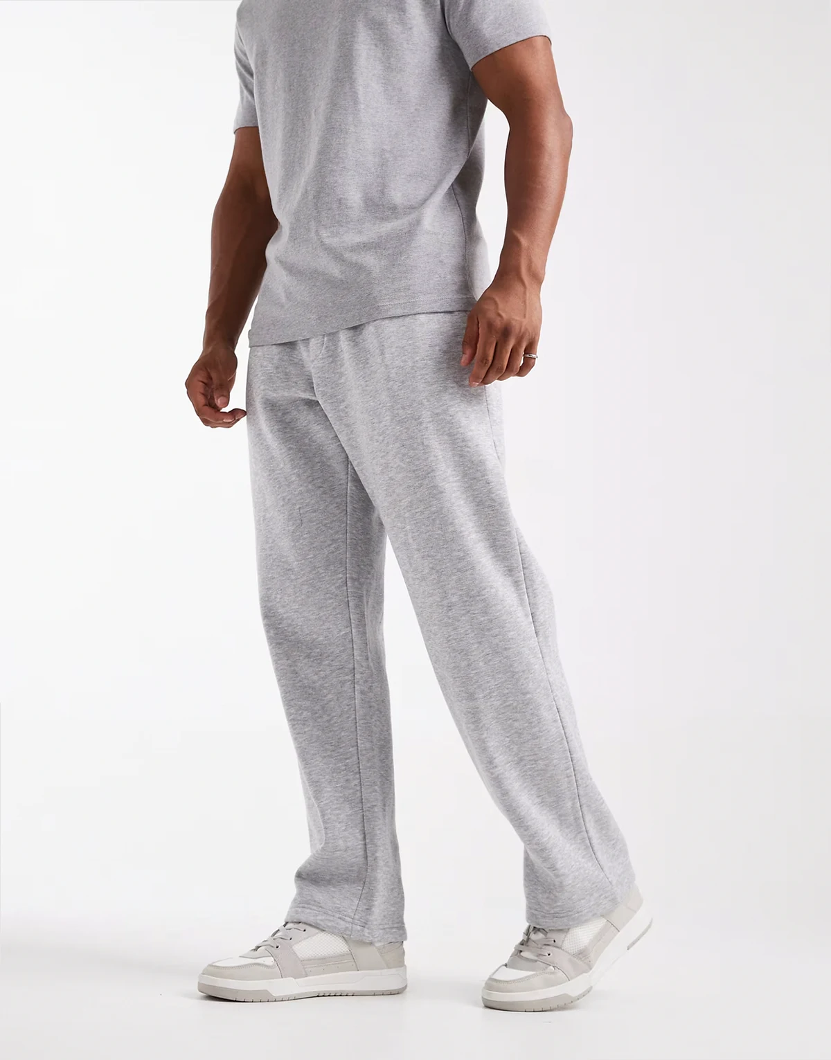 wide leg sweatpants in heather gray